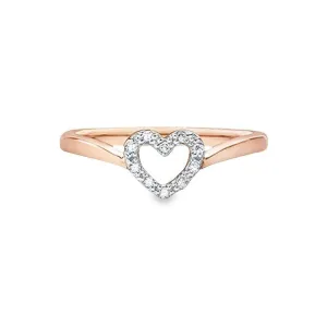 0.05TDW Diamond heart Ring in 10K Rose Gold