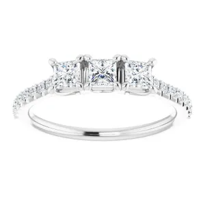 0.46 ct. Princess & Round Cut Diamond Wedding Band 3 Stone Ring