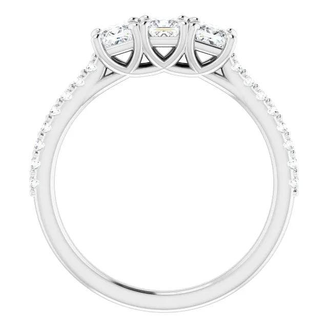 0.46 ct. Princess & Round Cut Diamond Wedding Band 3 Stone Ring