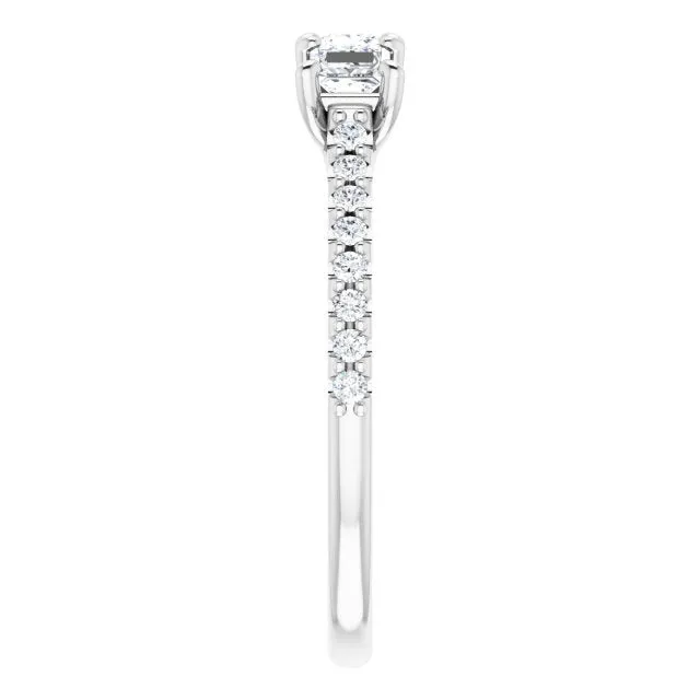 0.46 ct. Princess & Round Cut Diamond Wedding Band 3 Stone Ring