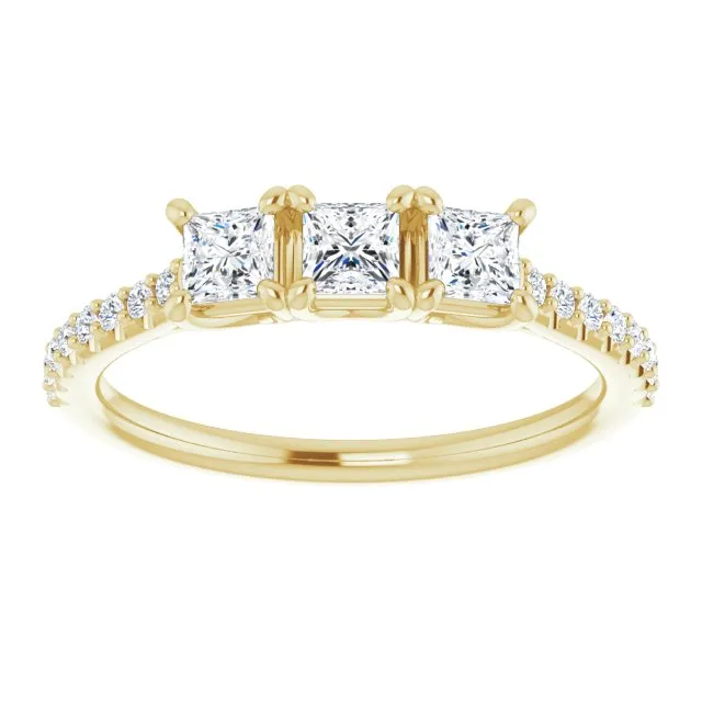 0.46 ct. Princess & Round Cut Diamond Wedding Band 3 Stone Ring