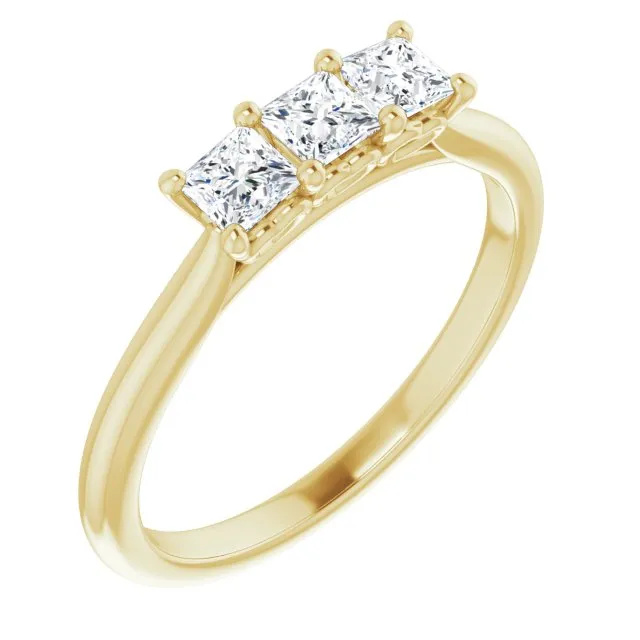 0.54 ct. Princess Cut Diamond 3 Stone Wedding Band