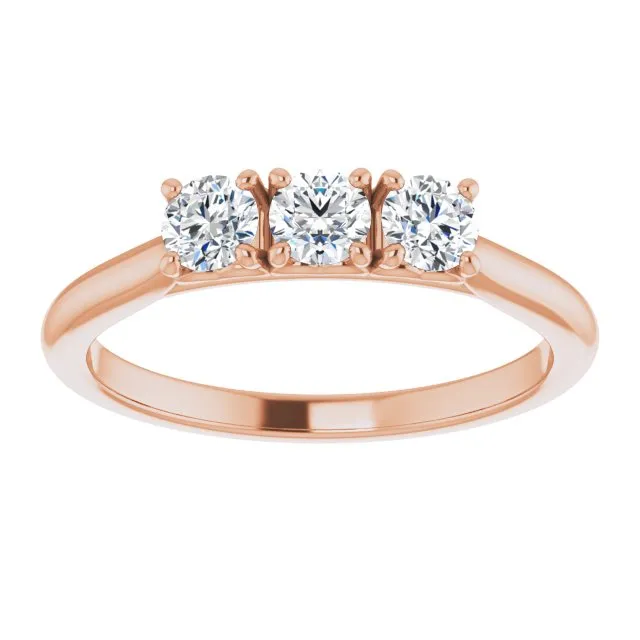 0.54 ct. Princess Cut Diamond 3 Stone Wedding Band