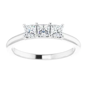 0.54 ct. Princess Cut Diamond 3 Stone Wedding Band