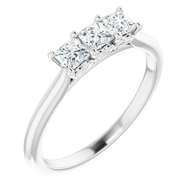 0.54 ct. Princess Cut Diamond 3 Stone Wedding Band