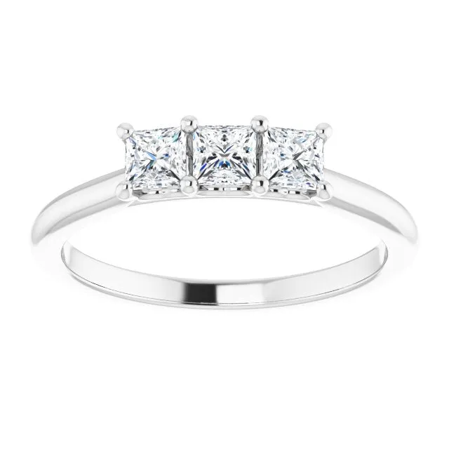 0.54 ct. Princess Cut Diamond 3 Stone Wedding Band