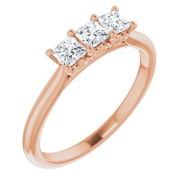 0.54 ct. Princess Cut Diamond 3 Stone Wedding Band