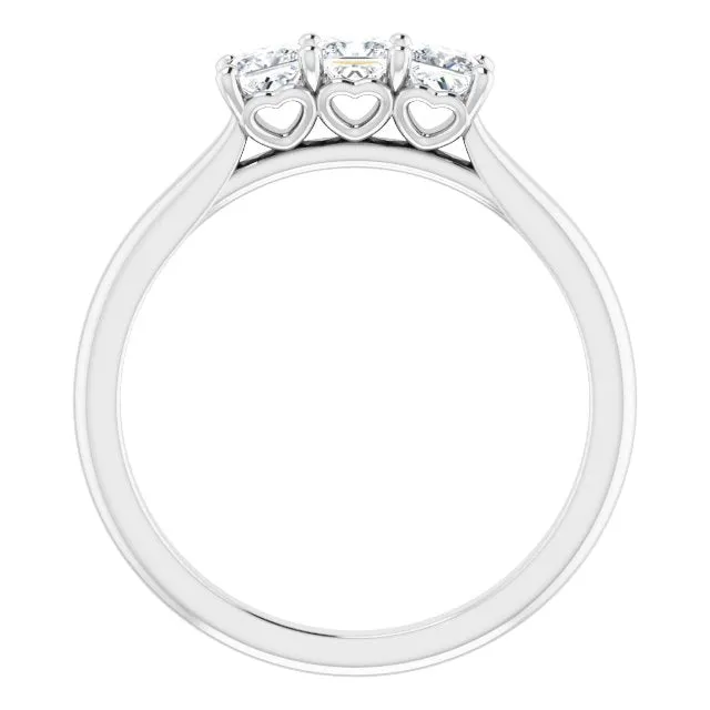 0.54 ct. Princess Cut Diamond 3 Stone Wedding Band