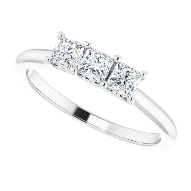 0.54 ct. Princess Cut Diamond 3 Stone Wedding Band