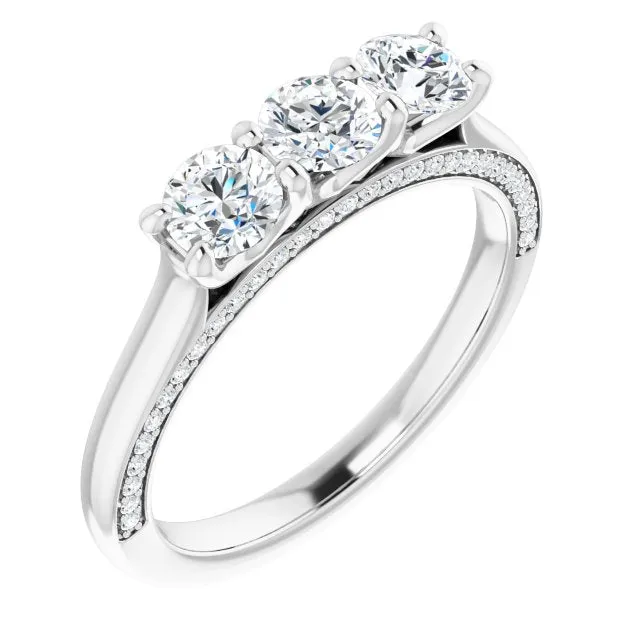 0.90 ct. Shared Prong Round Cut Diamond 3 Stone Wedding Band