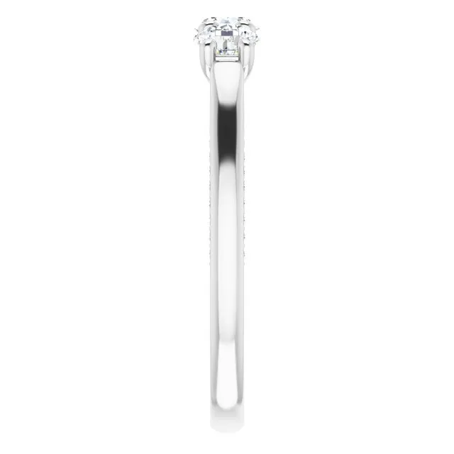 0.90 ct. Shared Prong Round Cut Diamond 3 Stone Wedding Band