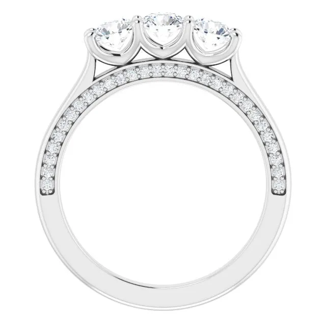 0.90 ct. Shared Prong Round Cut Diamond 3 Stone Wedding Band