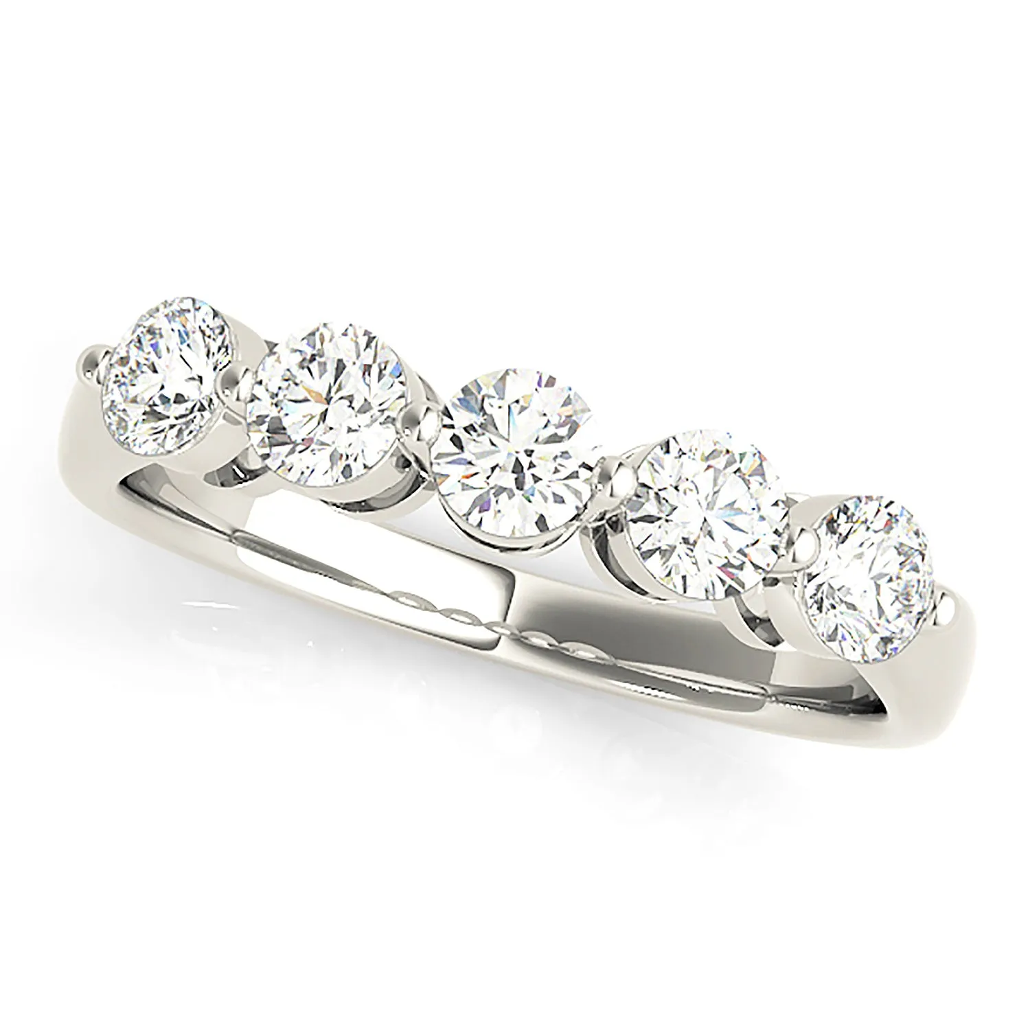 1.00 ctw. Round Diamond Wedding Band 5 Stone Anniversary Ring