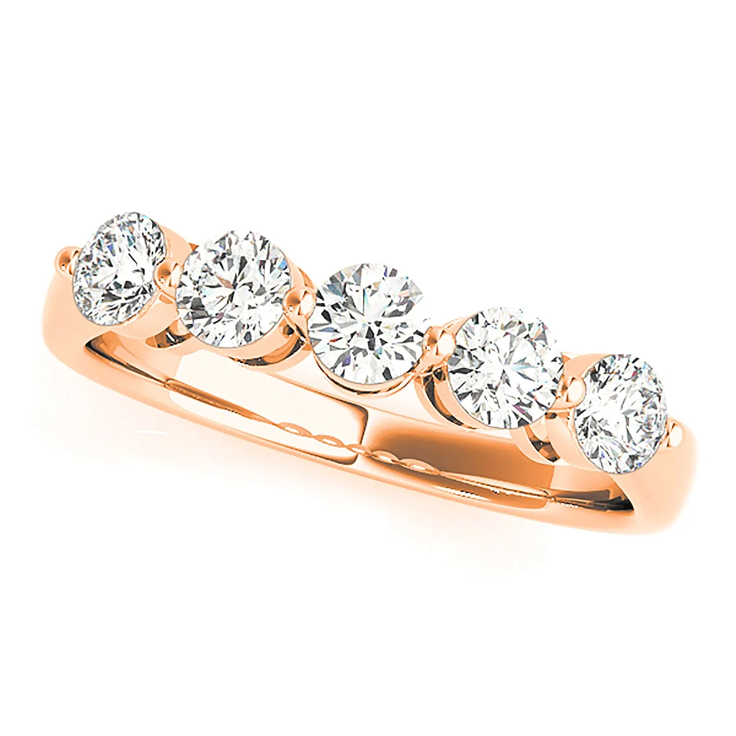 1.00 ctw. Round Diamond Wedding Band 5 Stone Anniversary Ring