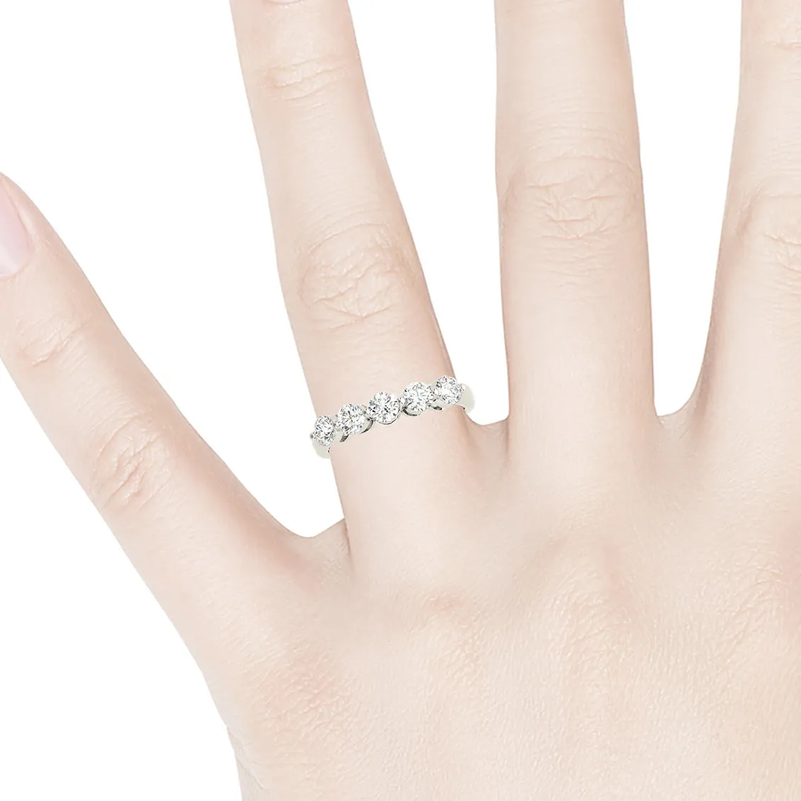 1.00 ctw. Round Diamond Wedding Band 5 Stone Anniversary Ring