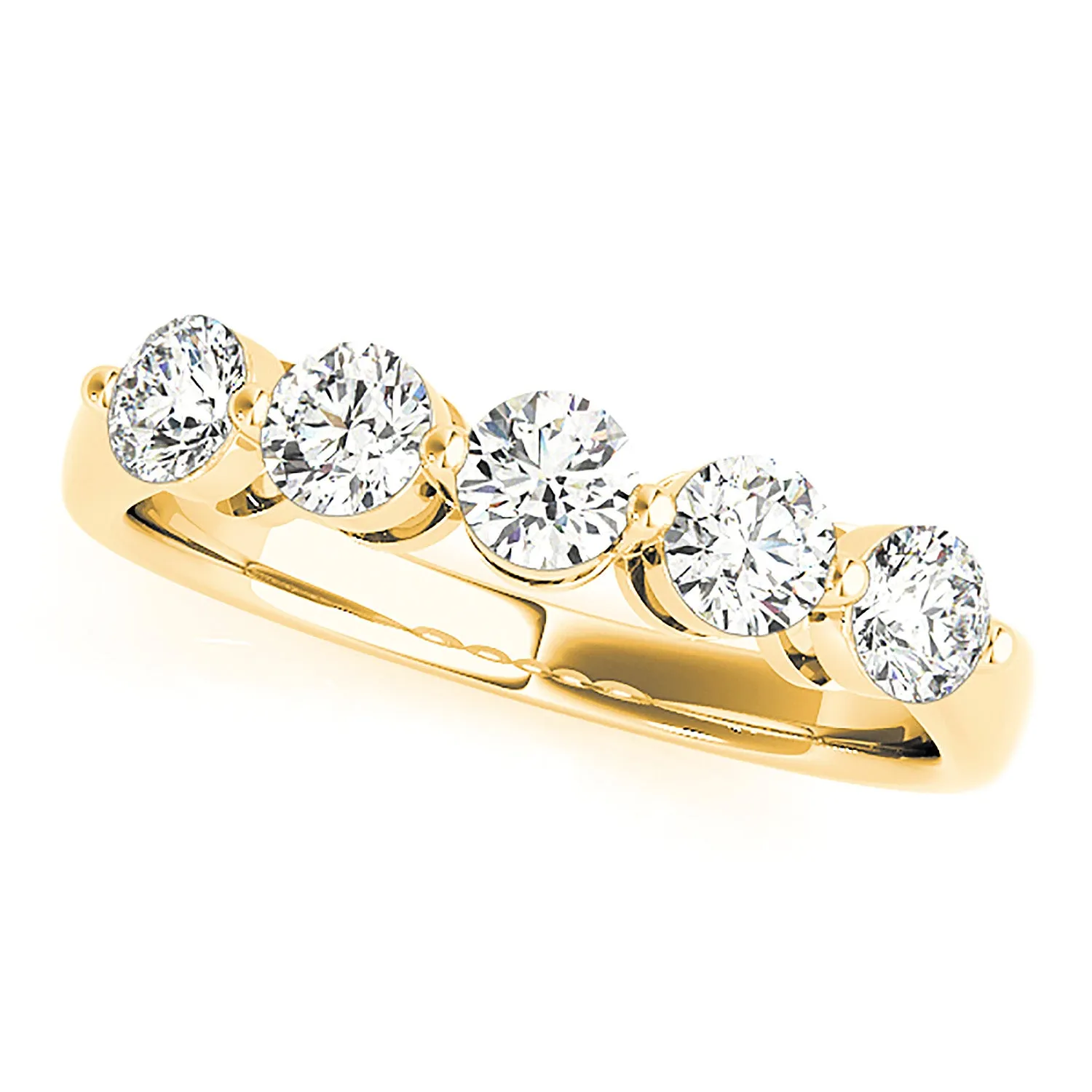 1.00 ctw. Round Diamond Wedding Band 5 Stone Anniversary Ring