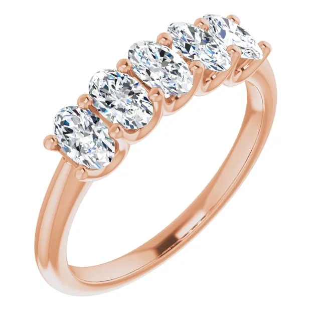 1.05 ct. Oval Cut Diamond Wedding Band 5 Stone Anniversary Ring