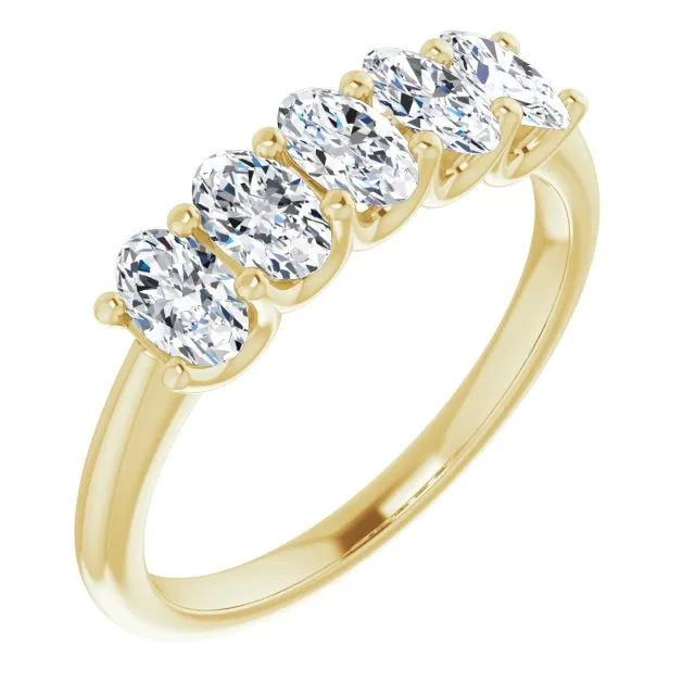 1.05 ct. Oval Cut Diamond Wedding Band 5 Stone Anniversary Ring