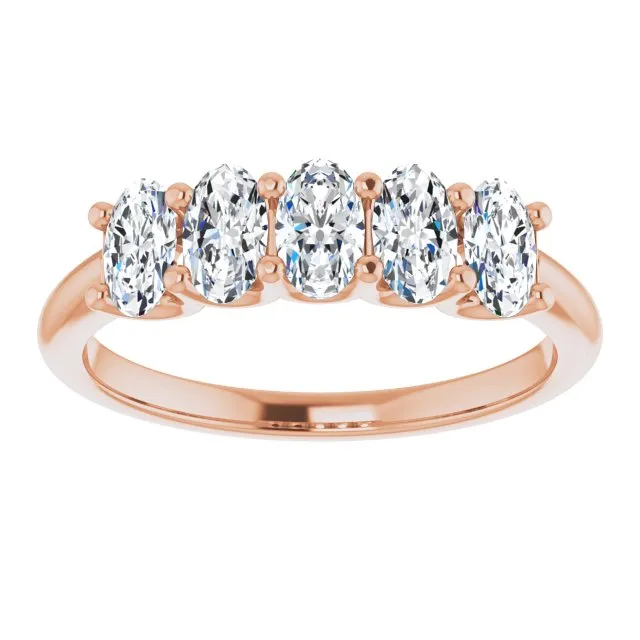 1.05 ct. Oval Cut Diamond Wedding Band 5 Stone Anniversary Ring