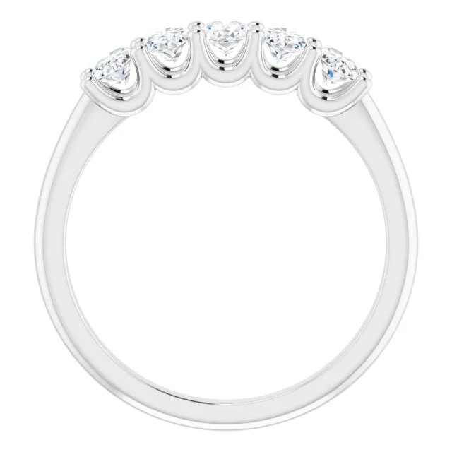 1.05 ct. Oval Cut Diamond Wedding Band 5 Stone Anniversary Ring