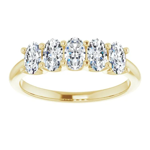 1.05 ct. Oval Cut Diamond Wedding Band 5 Stone Anniversary Ring