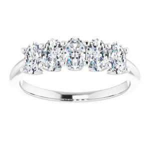 1.05 ct. Oval Cut Diamond Wedding Band 5 Stone Anniversary Ring