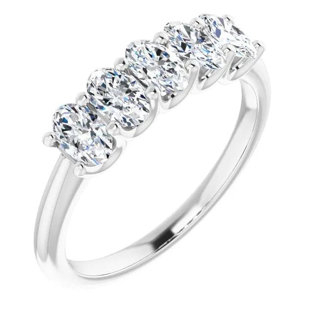 1.05 ct. Oval Cut Diamond Wedding Band 5 Stone Anniversary Ring