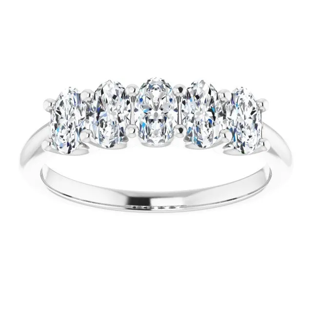 1.05 ct. Oval Cut Diamond Wedding Band 5 Stone Anniversary Ring