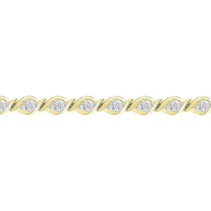 10K Exquisite Yellow Gold Diamond Tennis Bracelet 1.00 CTTW