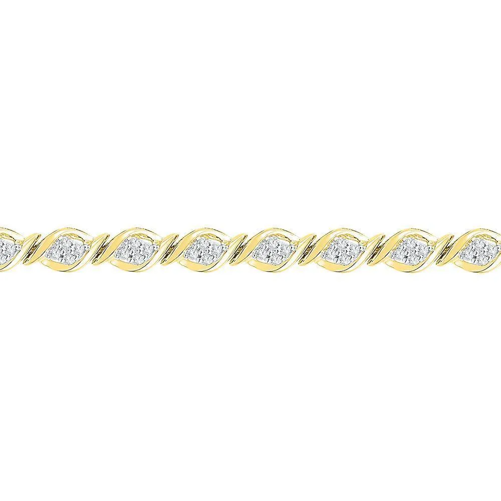 10K Exquisite Yellow Gold Diamond Tennis Bracelet 1.00 CTTW