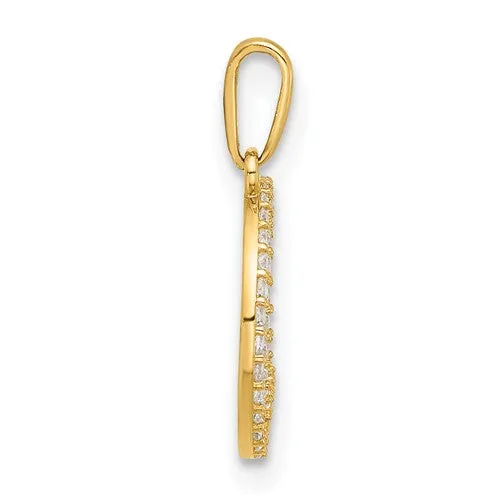 10k Yellow Gold Clear CZ Moon and Stars Charm Pendant
