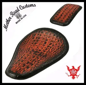 11x14 Antique Orange Alligator Spring Seat Harley Sportster Chopper Bobber Dyna