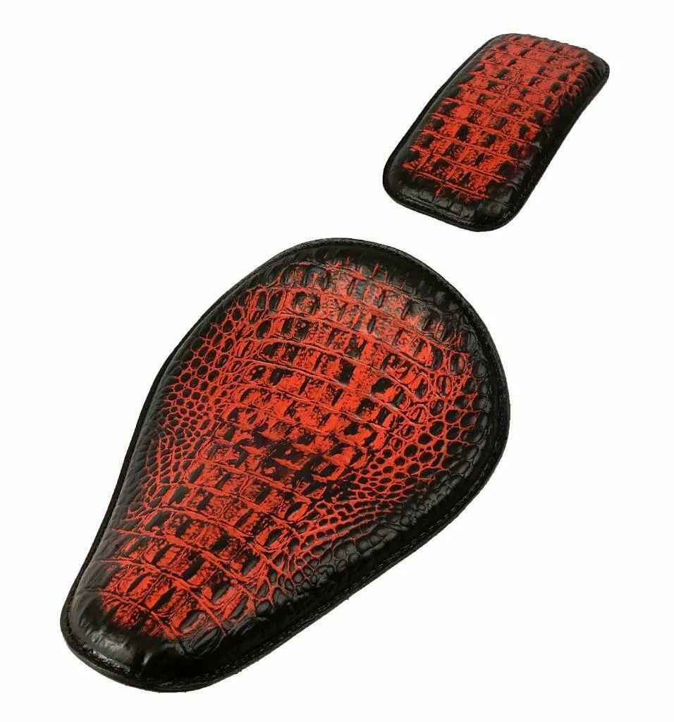 11x14 Antique Orange Alligator Spring Seat Harley Sportster Chopper Bobber Dyna