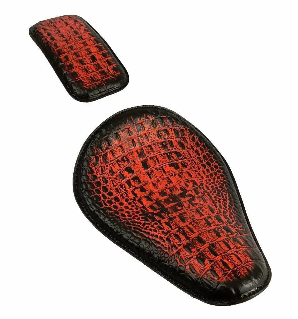 11x14 Antique Orange Alligator Spring Seat Harley Sportster Chopper Bobber Dyna