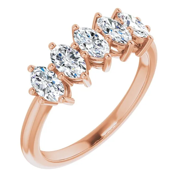 1.25 ct. Oval Diamond Wedding Band 5 Stone Anniversary Ring