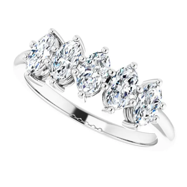 1.25 ct. Oval Diamond Wedding Band 5 Stone Anniversary Ring