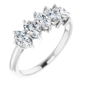1.25 ct. Oval Diamond Wedding Band 5 Stone Anniversary Ring
