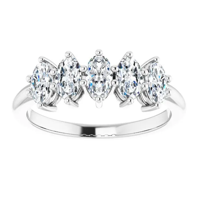 1.25 ct. Oval Diamond Wedding Band 5 Stone Anniversary Ring