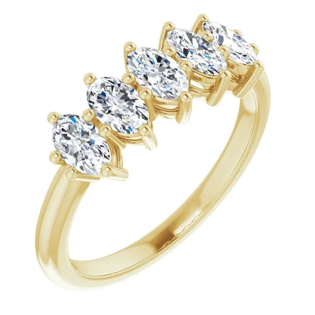 1.25 ct. Oval Diamond Wedding Band 5 Stone Anniversary Ring