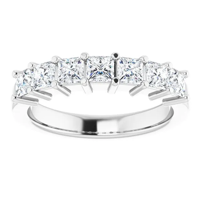 1.26 ct. Princess  Cut Diamond Wedding Band 7 Stone Anniversary Ring