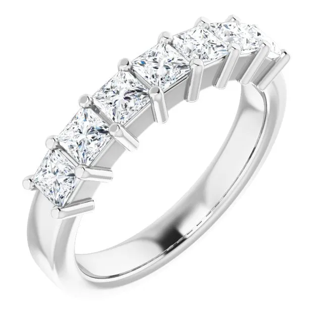 1.26 ct. Princess  Cut Diamond Wedding Band 7 Stone Anniversary Ring