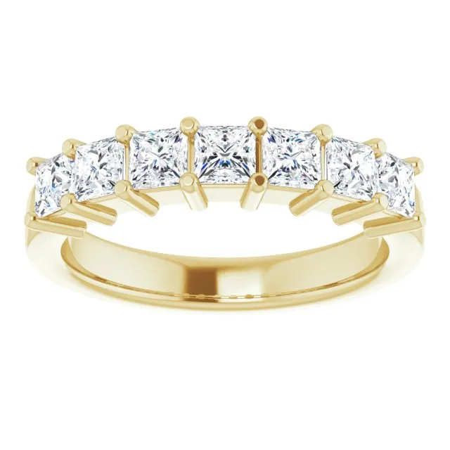 1.26 ct. Princess  Cut Diamond Wedding Band 7 Stone Anniversary Ring