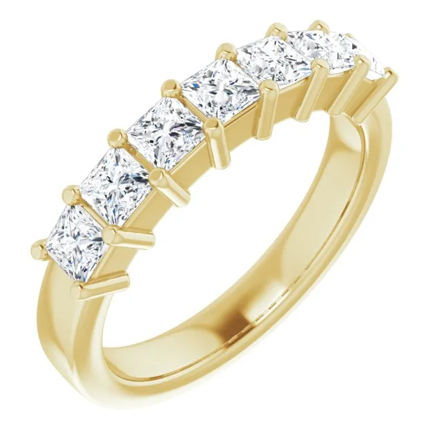 1.26 ct. Princess  Cut Diamond Wedding Band 7 Stone Anniversary Ring