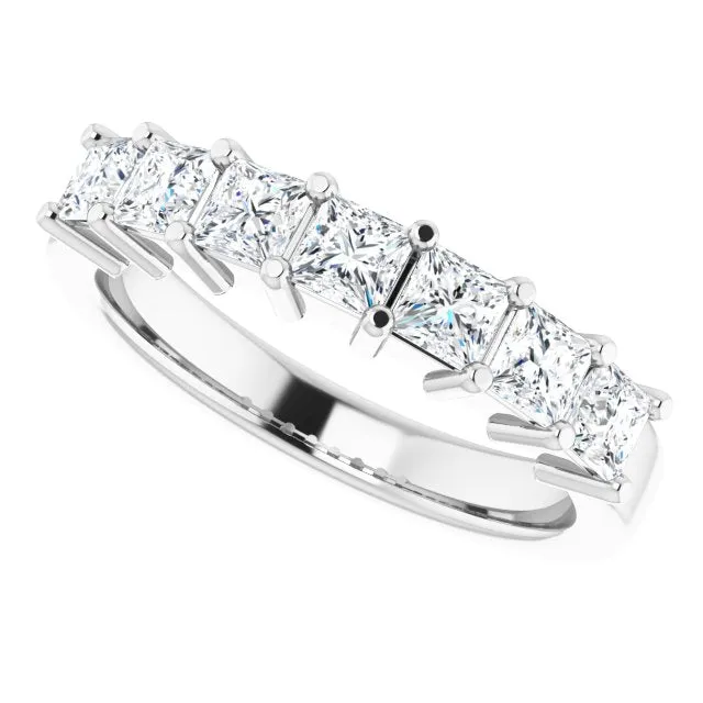 1.26 ct. Princess  Cut Diamond Wedding Band 7 Stone Anniversary Ring