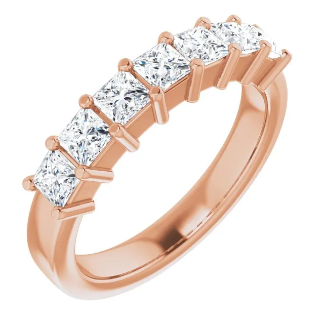 1.26 ct. Princess  Cut Diamond Wedding Band 7 Stone Anniversary Ring