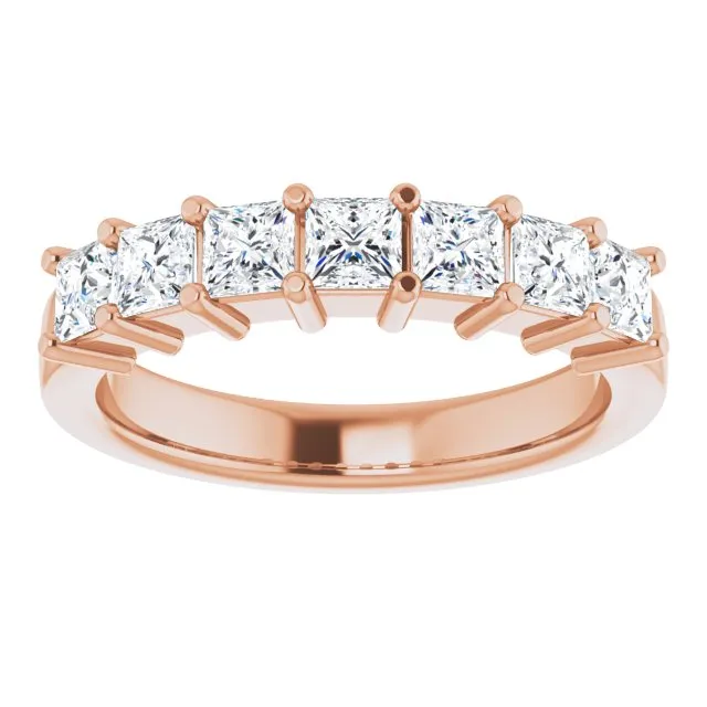 1.26 ct. Princess  Cut Diamond Wedding Band 7 Stone Anniversary Ring