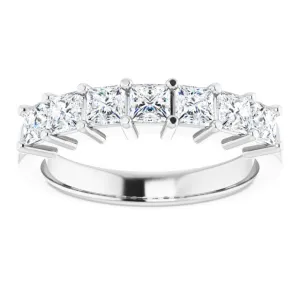 1.26 ct. Princess  Cut Diamond Wedding Band 7 Stone Anniversary Ring