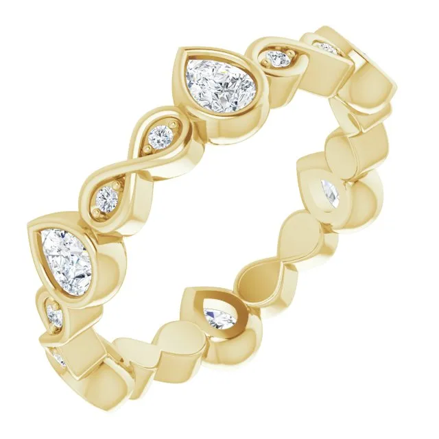 1.36 ct. Bezel Set Pear And Round Diamond Eternity Band