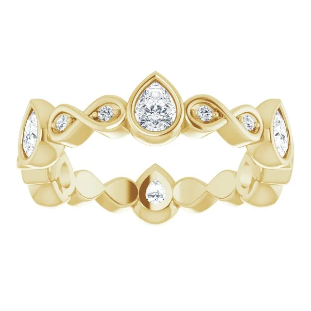 1.36 ct. Bezel Set Pear And Round Diamond Eternity Band