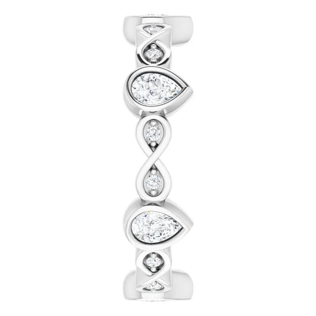 1.36 ct. Bezel Set Pear And Round Diamond Eternity Band